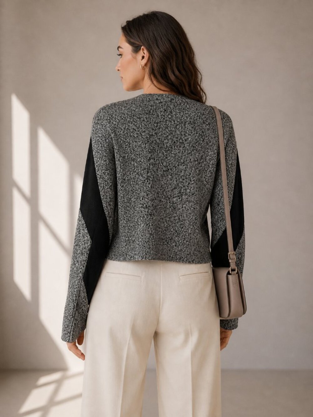 Public School Sana Pullover Sweater Large Colorblock Gray Black - Picture 3 of 8